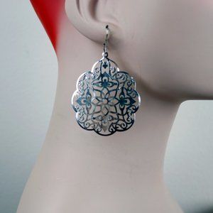 Silver-Tone Mandala Earrings